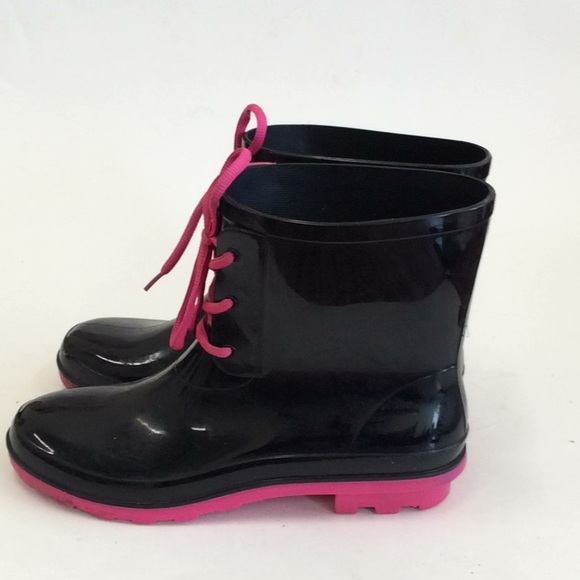 Pink and Black Rain Boots size 9 - Picture 2 of 4